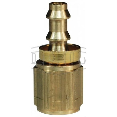 Dixon Hose Barb Fitting with Brass Cap, 1/2-14 x 1/2 in Nominal, FNPTF x Push-On Hose Barb End Style, Bras 2740808CBC